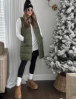 Tanming Women's Long Puffer Vest Casual Sleeveless Puffy Jacket with Removable Hood | Amazon (US)
