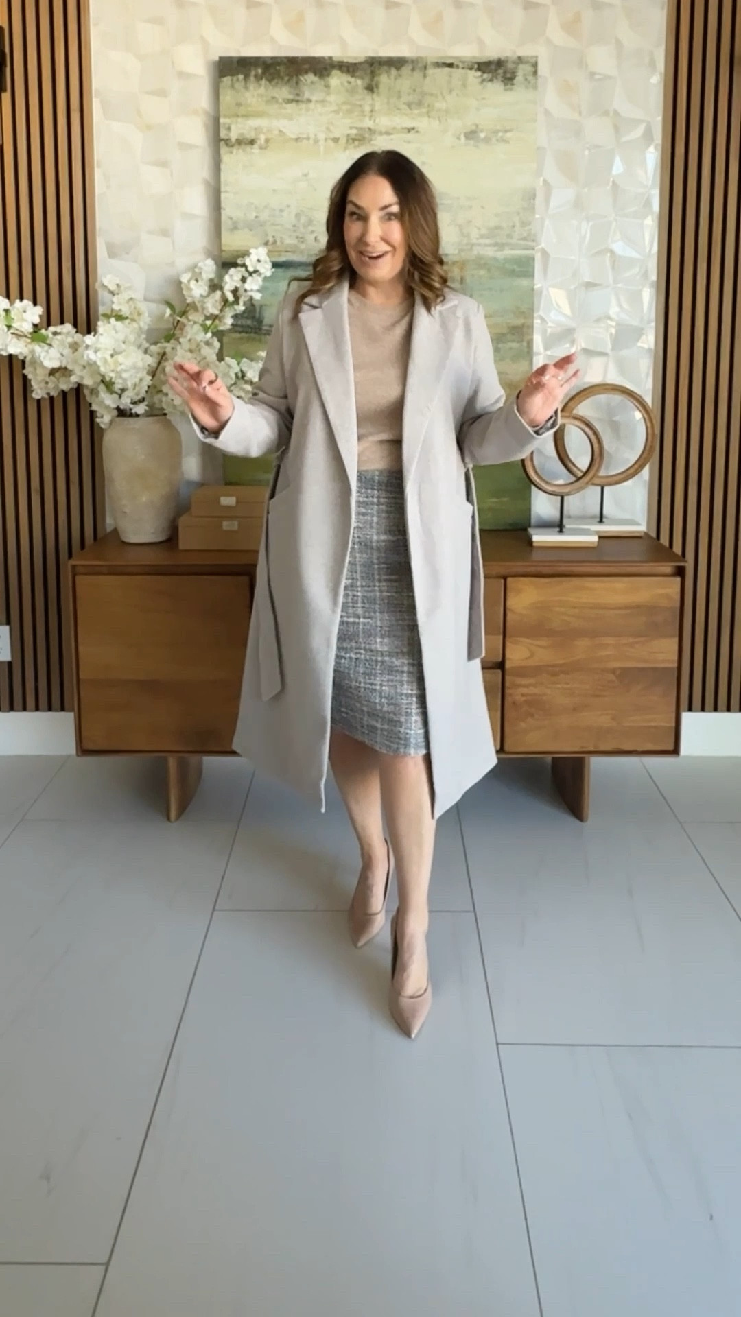 Winter workwear outfit Wearing Large in jacket & sweater, XL in skirt - size up. 

#LTKWorkwear #LTKMidsize #LTKOver40