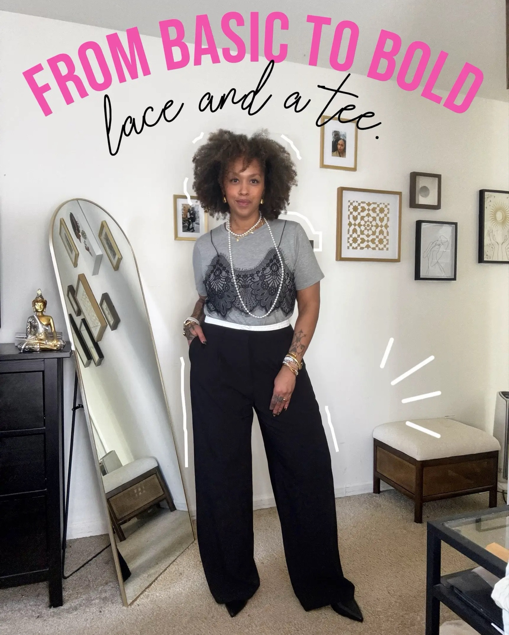 Lace and t-shirts—two styles, one unstoppable look! Every day is an opportunity to express yourself. Lace and t-shirts symbolize the intertwining of strength and softness. Wear your story, embrace your power! 💖 #EmpowerYourself #LaceAndTeeLove #UniqueStyle #FashionConfidence #BeFearless

-For your reference I an 5’6 and 188lbs.

✨top- XL (SHEIN)
✨pearls- Target
✨pants- sz Med. (Target)
✨booties- Target




#LTKHoliday #LTKSaleAlert #LTKOver40