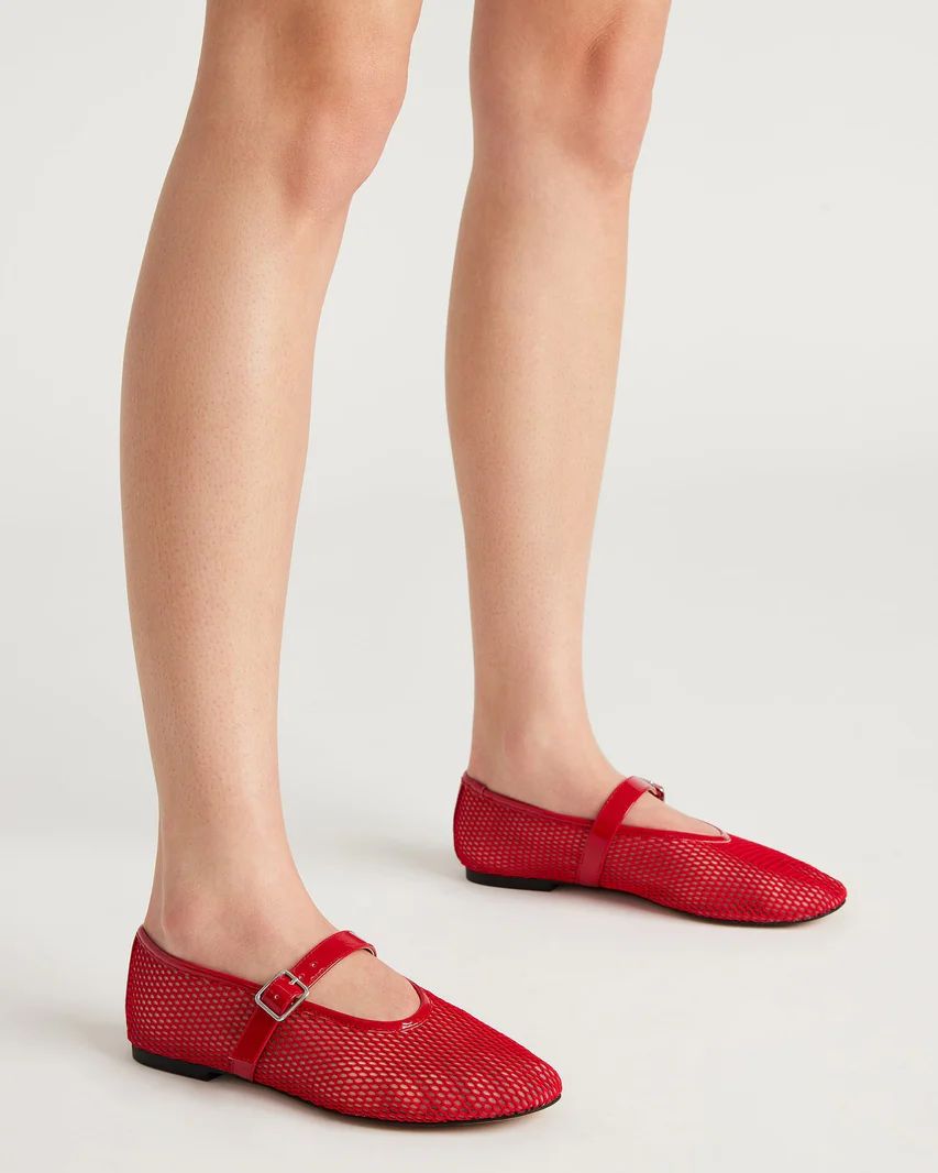 DREAMING Red Mesh Mary Jane | Women's Flats | Steve Madden (US)