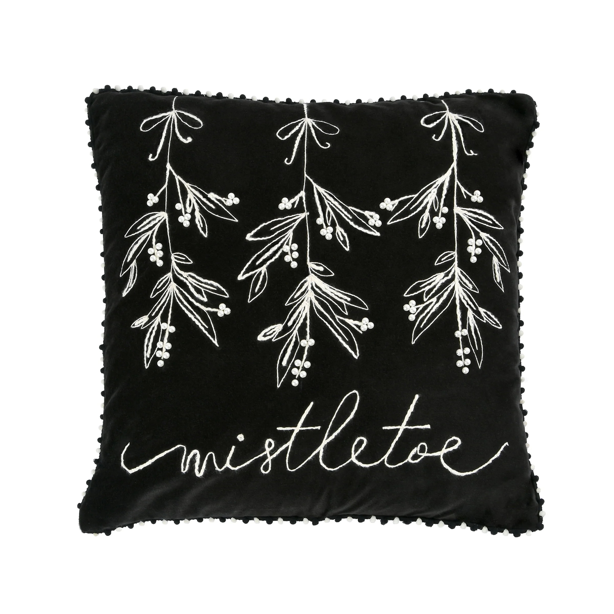 HGTV Home Collection by National Tree Company Christmas Pillow, Black, Mistletoe, Embroidered, Wh... | Walmart (US)