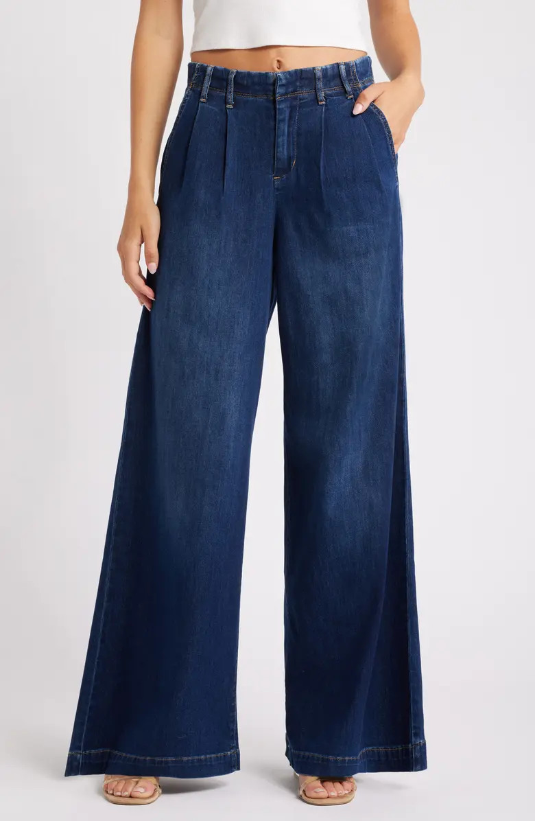 Pleated High Waist Super Wide Leg Jeans | Nordstrom