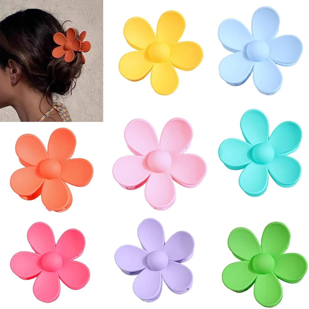 Hair Claw Clips 8PCS Flower Hair Clips for Women and Girls,Big Cute Claw Clips Matte Non Slip Cut... | Amazon (US)