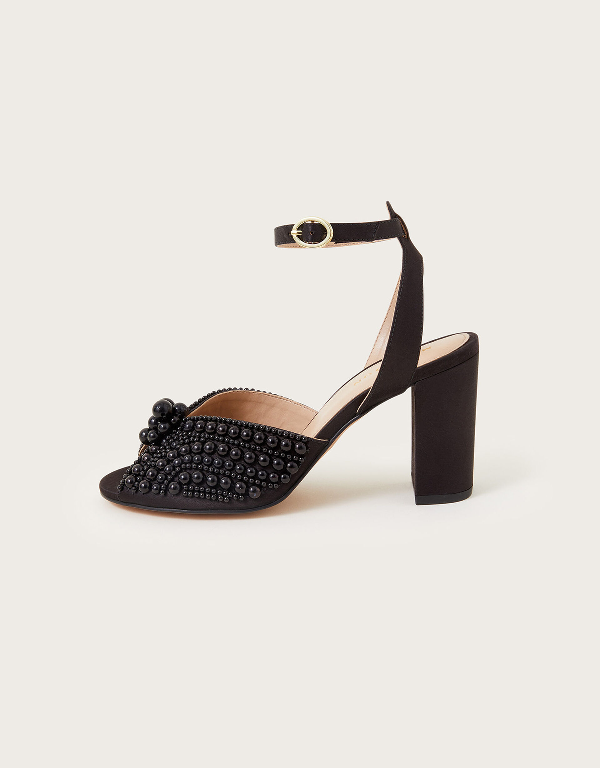 Pearl Block Heeled Sandals Black | Monsoon (UK)