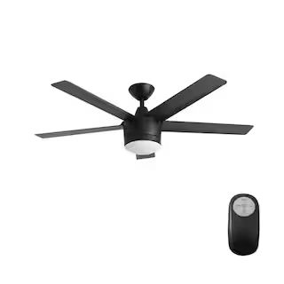 Home Decorators Collection Merwry 52 in. Integrated LED Indoor Matte Black Ceiling Fan with Light... | The Home Depot