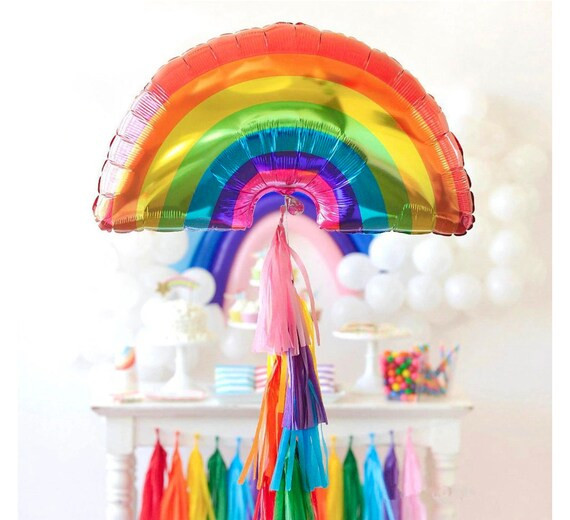 Large Rainbow Foil Balloon Colorful Bright Cheerful Boho | Etsy | Etsy (US)