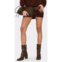 Babs Pointed Toe Curved Block Heel Ankle Boot In Brown Faux Leather, Women's Size UK 6 | EGO (UK)