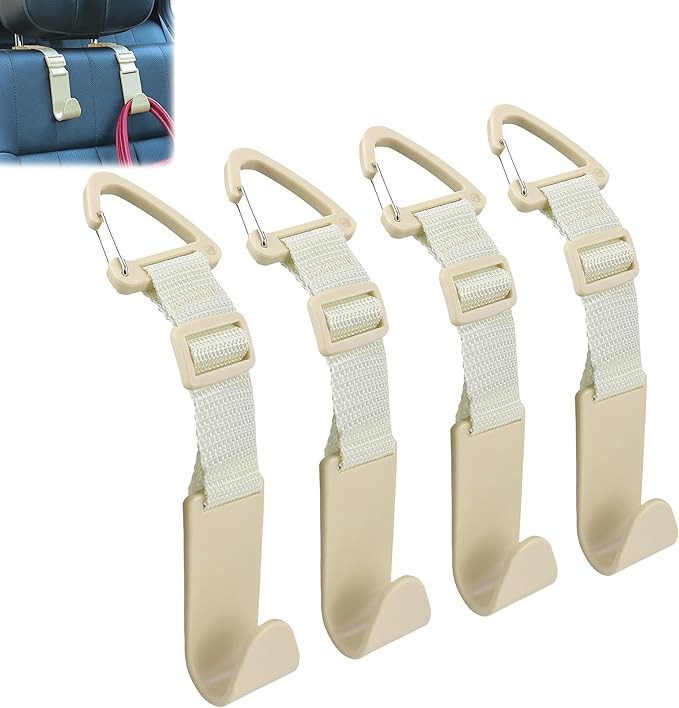 Amooca Headrest Hooks for Car Adjustable 4 Pack Vehicle Seat Back Organizer Storage Hanger Holder... | Amazon (US)