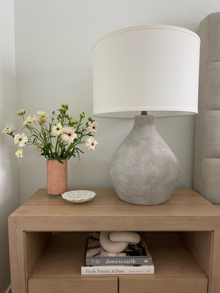 Nightstand styling for Spring 

Oak nightstand 
Concrete table lamp 
Leather vase 
Marble dish
Coffee table books 



#LTKstyletip #LTKhome #LTKunder100