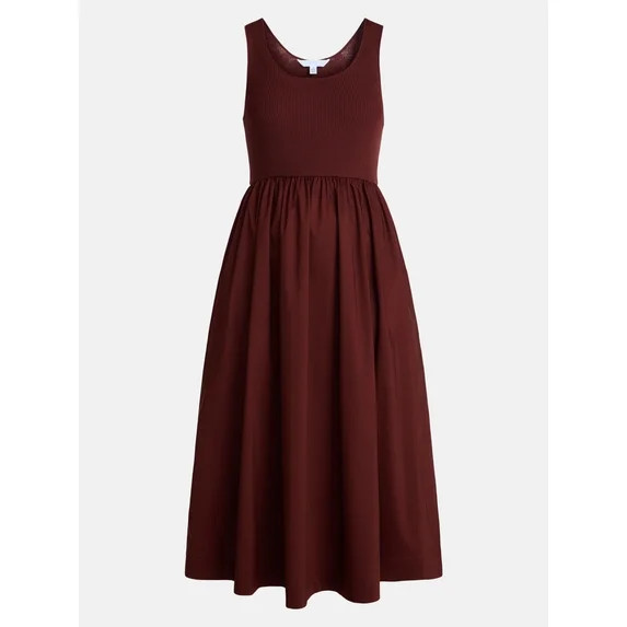 Time and Tru Women's Sleeveless Scoop Neck Midi Dress, Sizes XS-XXXL | Walmart (US)