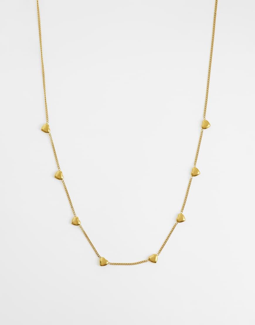 ASOS DESIGN waterproof stainless steel necklace with heart design in gold tone | ASOS (Global)