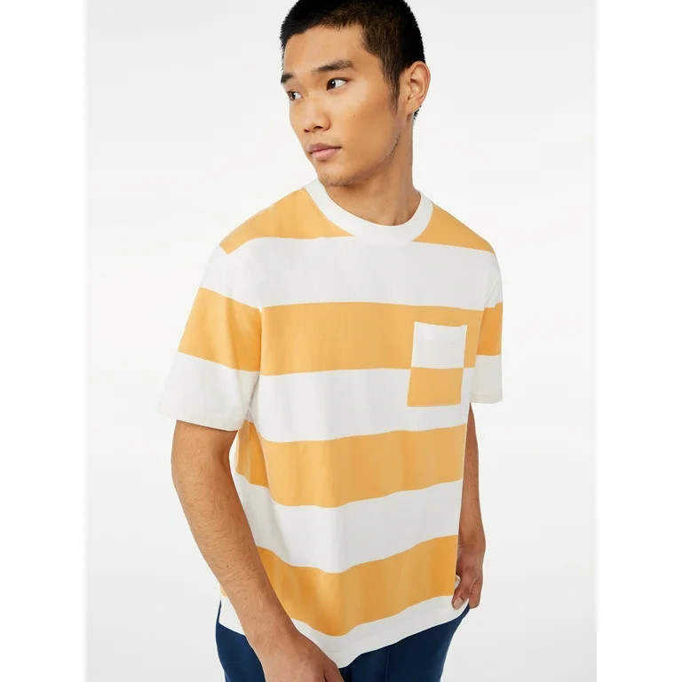 Free Assembly Men's Oversized Wide Stripe Pocket T-Shirt | Walmart (US)