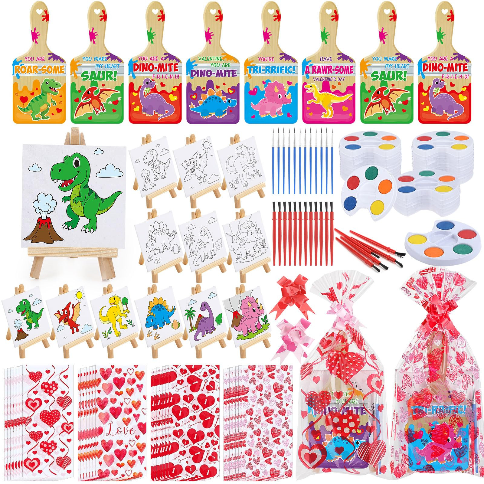 Pajean 28 Sets Valentines Day Gifts Watercolor Paint Set with Paintbrush Wooden Easel Mini Painti... | Amazon (US)