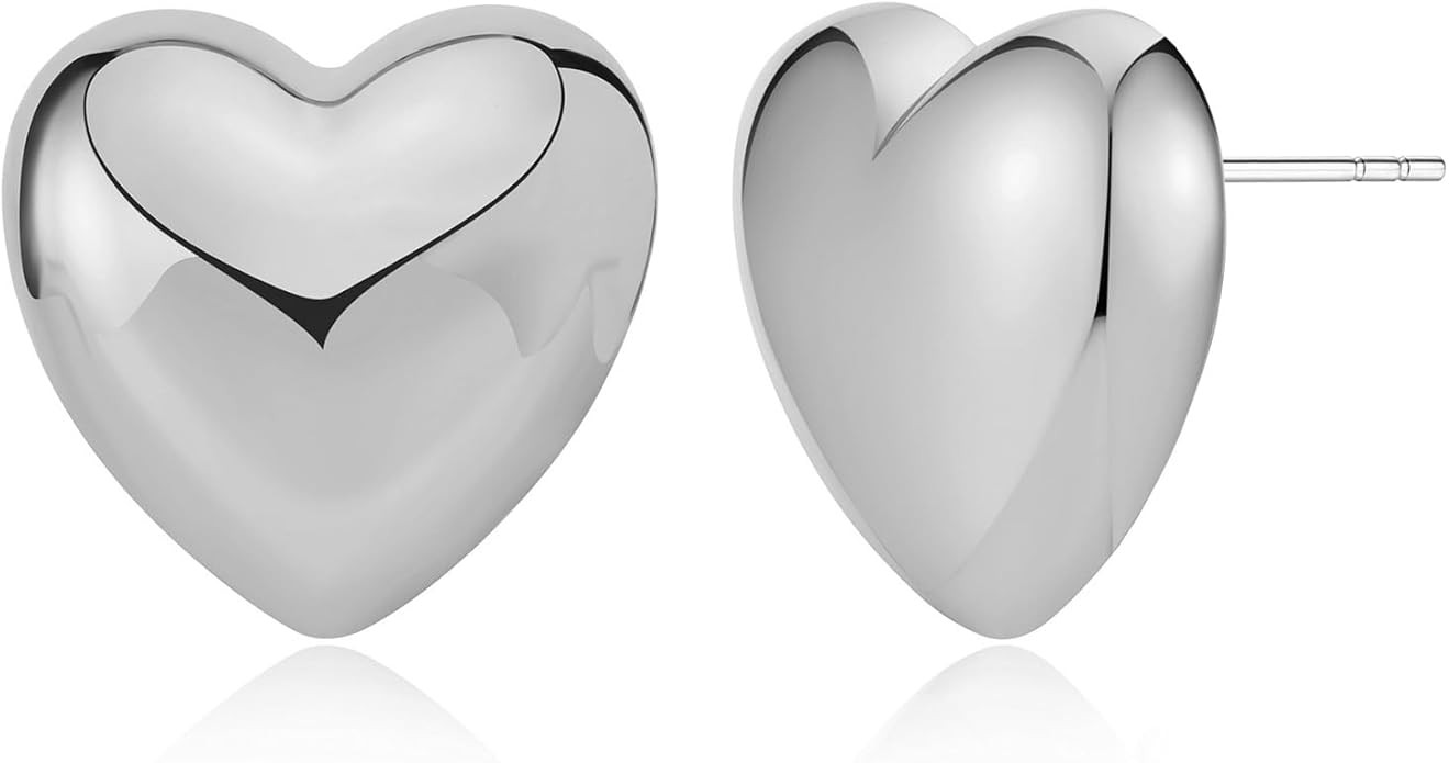 MUYAN Heart Stud Earrings for Women Love Heart Dainty Earrings Fashion Jewelry | Amazon (US)