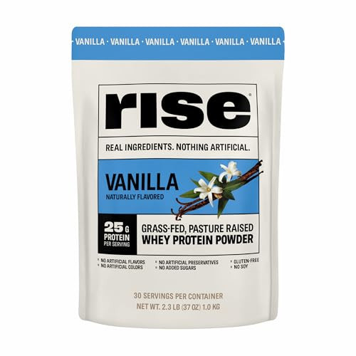 Rise Grass-Fed Whey Protein Powder - Vanilla | 25g Protein No Artificial Flavors, Colors, or Preservatives - Sugar Free, Gluten-Free, Soy Free (2.3 lbs) | Amazon (US)