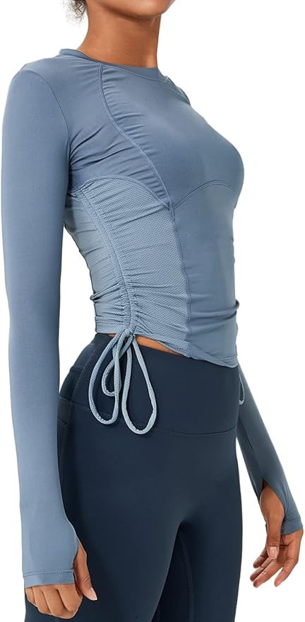 Workout Tops for Women Athletic Long Sleeve Shirts Yoga Gym Clothes with Thumb Holes | Amazon (US)