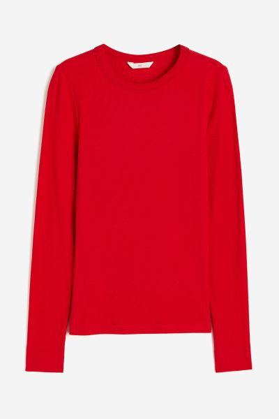 Ribbed Modal-blend Top - Red - Ladies | H&M US | H&M (US + CA)