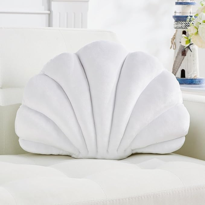 Shell Pillow，Seashell Decorative Pillow White Seashell Shaped Throw Pillows 13x10 Inch Decorati... | Amazon (US)