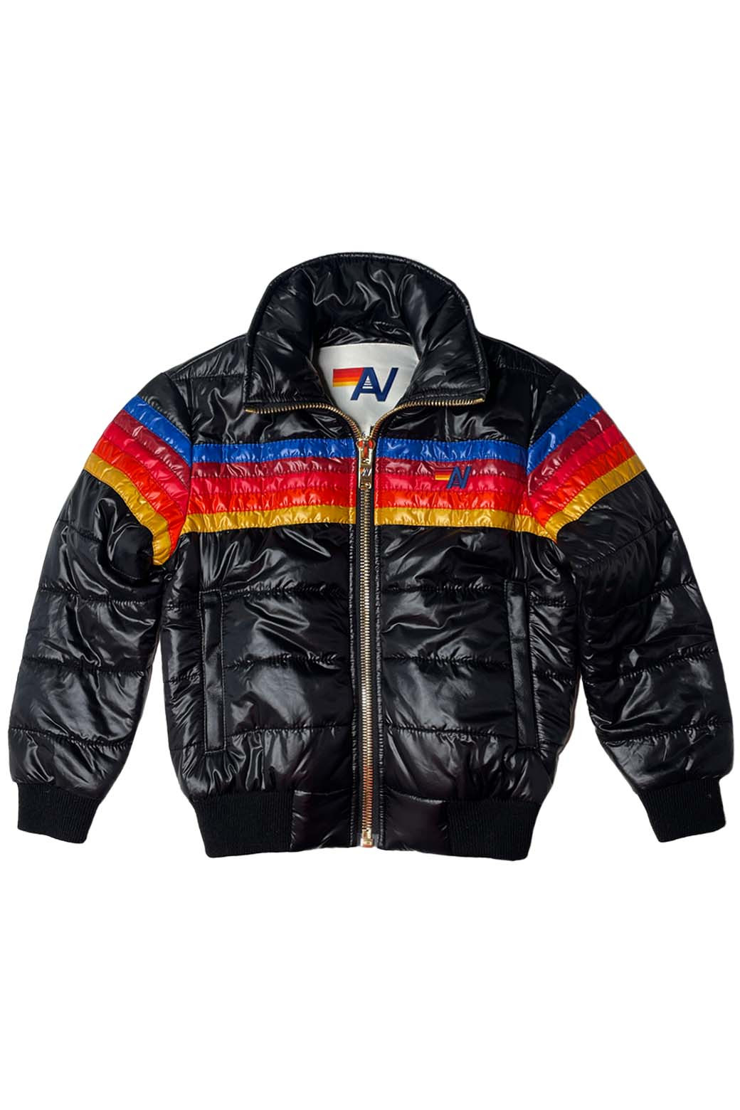 5 STRIPE KIDS TRAVELER JACKET - BLACK GLOSSY | Aviator Nation