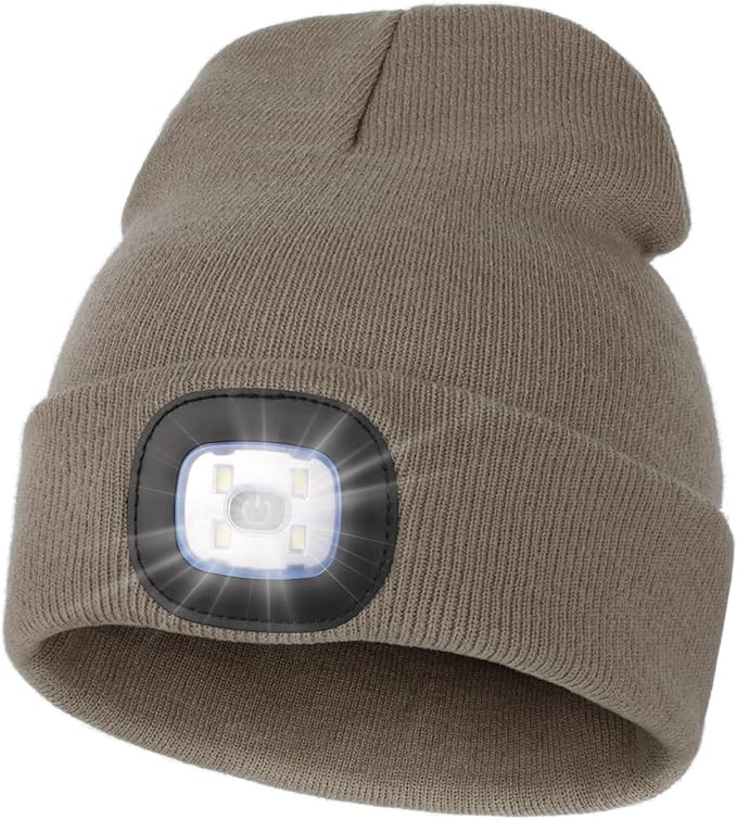 MELASA Unisex Hat with Light, USB Rechargeable Hands Free Headlamp LED Beanie, Winter Gifts for M... | Amazon (US)