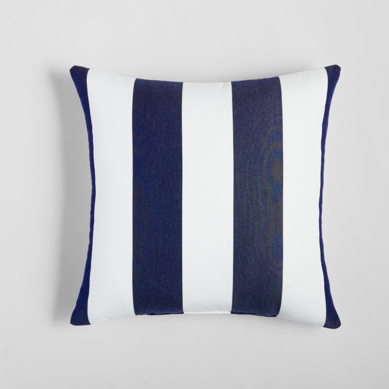 Sunbrella Cabana Navy Stripe 20"x20" Outdoor Pillow + Reviews | Crate & Barrel | Crate & Barrel