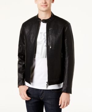 Armani Exchange Men's Faux-Leather Moto Jacket | Macys (US)