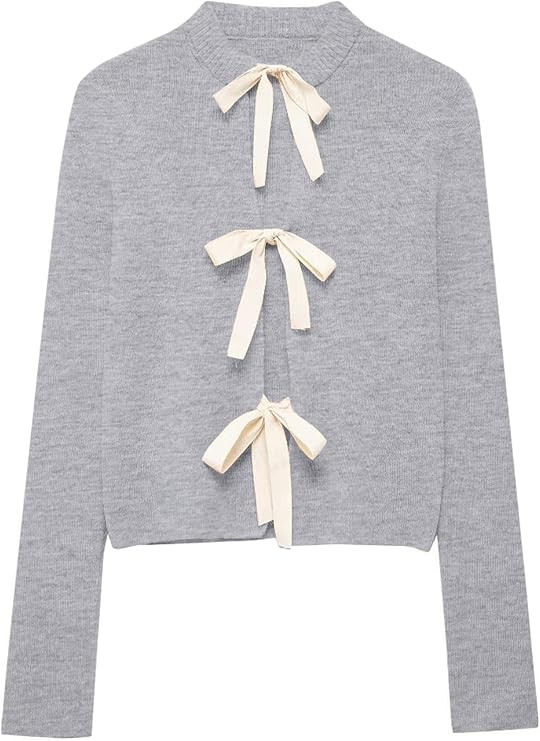 Women Long Sleeve Bow Tie Front Cardigan Sweater Open Front Knit Pullover Tops Casual 2024 Fall W... | Amazon (US)