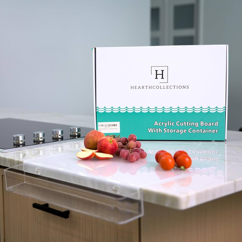 Acrylic Cutting Board with Counter Lip, Waste container, Clear Cutting Boards for Kitchen Counter... | Amazon (US)