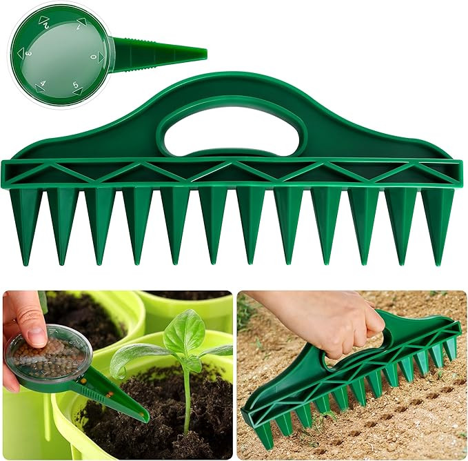 Adnee 2 Pack Sowing Seeds Dispenser Set - 12 Holes Seed-in Soil Digger Planter - Garden Seed Spac... | Amazon (US)
