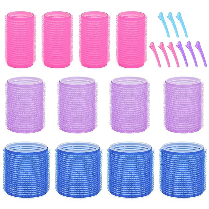 Hair Rollers for Blowout Look Long Hair, 21 PCS Self Grip Hair Rollers for Long Medium Short Hair... | Amazon (US)