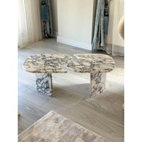 Custom Size Calacatta Viola Live Edge Table, Marble Coffee Side Plinth Table, Rustic Low Table | Etsy (US)