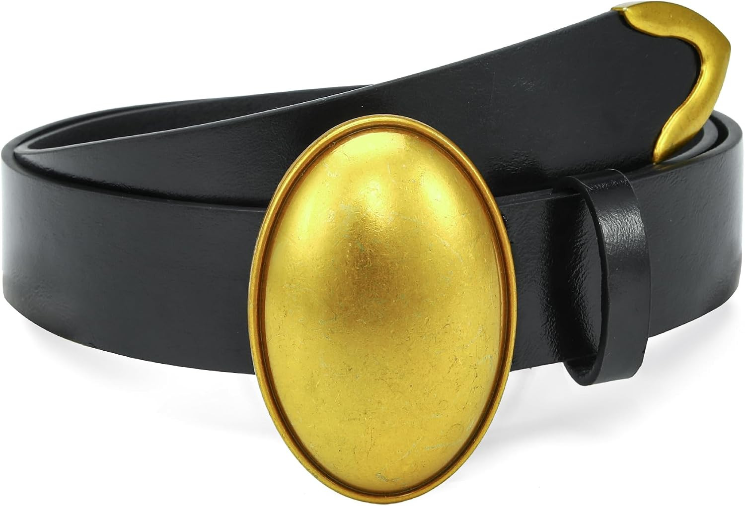 Women Leather Belt for Jeans Oval Buckle Waist Belts | Amazon (US)