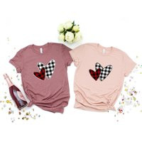 Valentines Day Shirt, Buffalo Plaid Heart Shirts, Cute Valentine Gift, Love Hearts Shirt | Etsy (US)