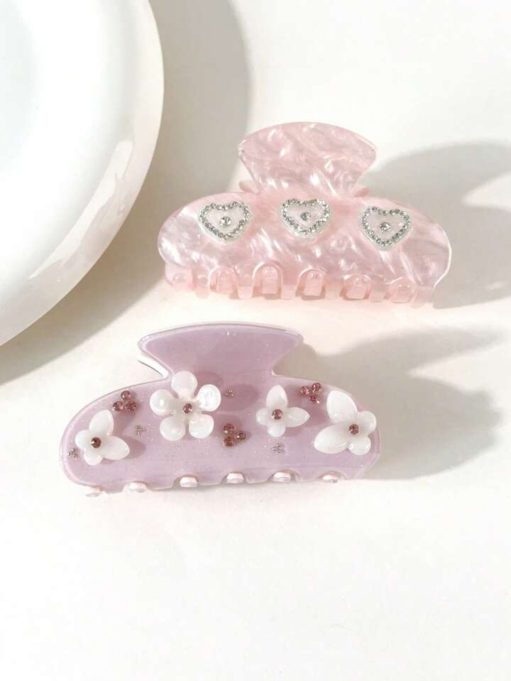 1pc Korean Cute Floral Hair Claw Clip For Women, Fresh Sweet Girl Style Aesthetic Hairpin Summer | SHEIN