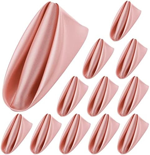 ANECO 12 Pieces Satin Napkins Soft Dinner Napkins Square Table Napkins 17 x 17 Inches for Restaur... | Amazon (US)
