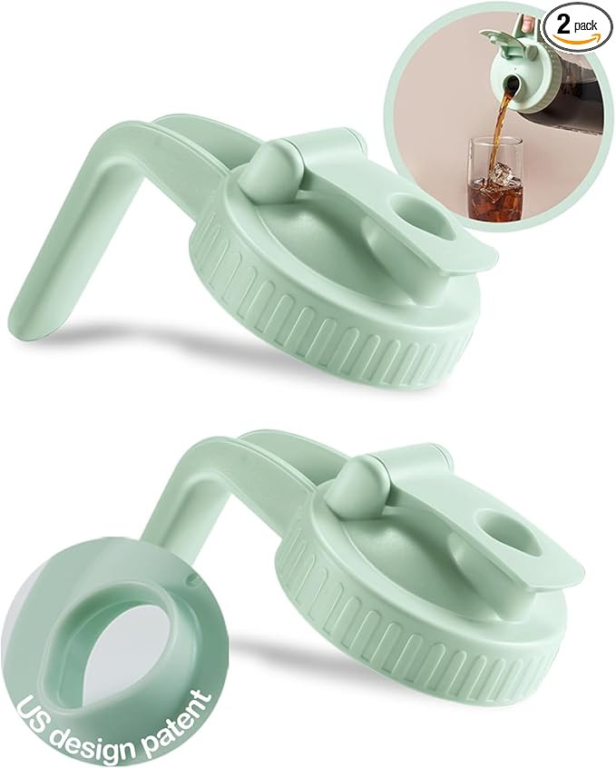 2 Pack Wide Mouth Mason Jar Lids V-Shaped with Handle, Mason Jar Pour Spout Lid with Extended Fli... | Amazon (US)