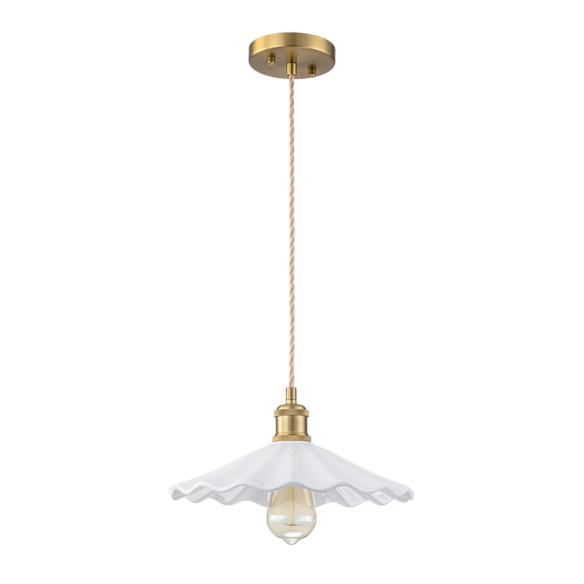 1-light White Ceramic Single Pendant | Wayfair North America