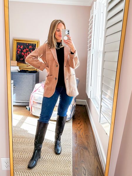 SO many great fall finds from Madewell! These maternity jeans feel AMAZING and fit true to size, the Boiled Wool Sweater Blazer is cozy and polished for fall, and the boots are the most comfortable tall boots I’ve ever put on, EVER. The fit is true to size. My black turtleneck is old, so I linked a few options below.

EVERYTHING on Madewell’s website is 20% off for Insiders (free to join). 

#LTKSale #LTKSeasonal