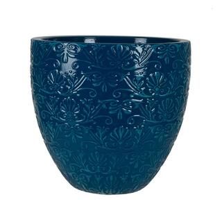 Fairfield 15.08 in. W x 14.17 in. H Teal Patina Resin Decorative Planter | The Home Depot