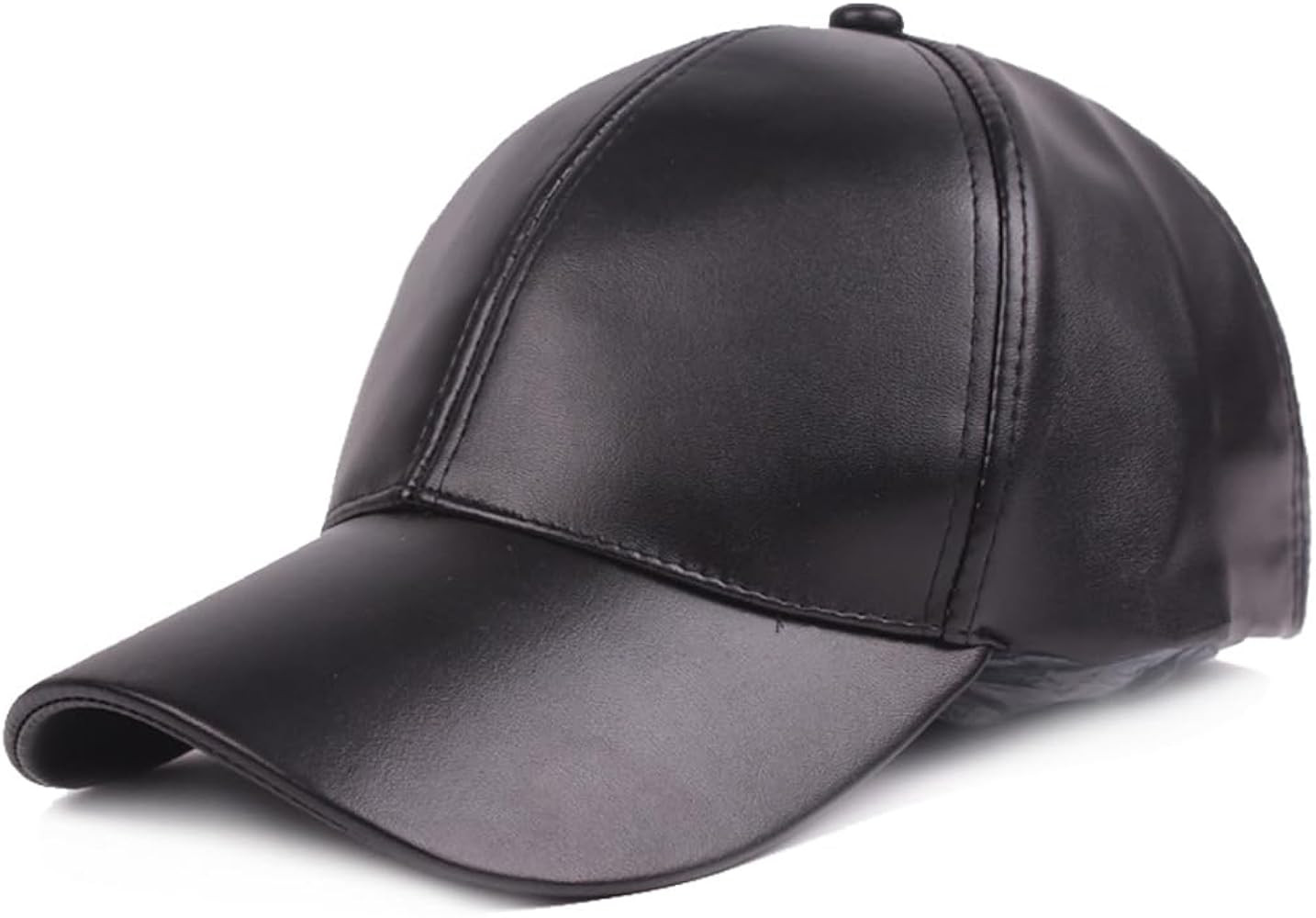 Women's Men's Pure Color PU Leather Baseball Cap Adjustable Trucker Hat Golf Hat | Amazon (US)