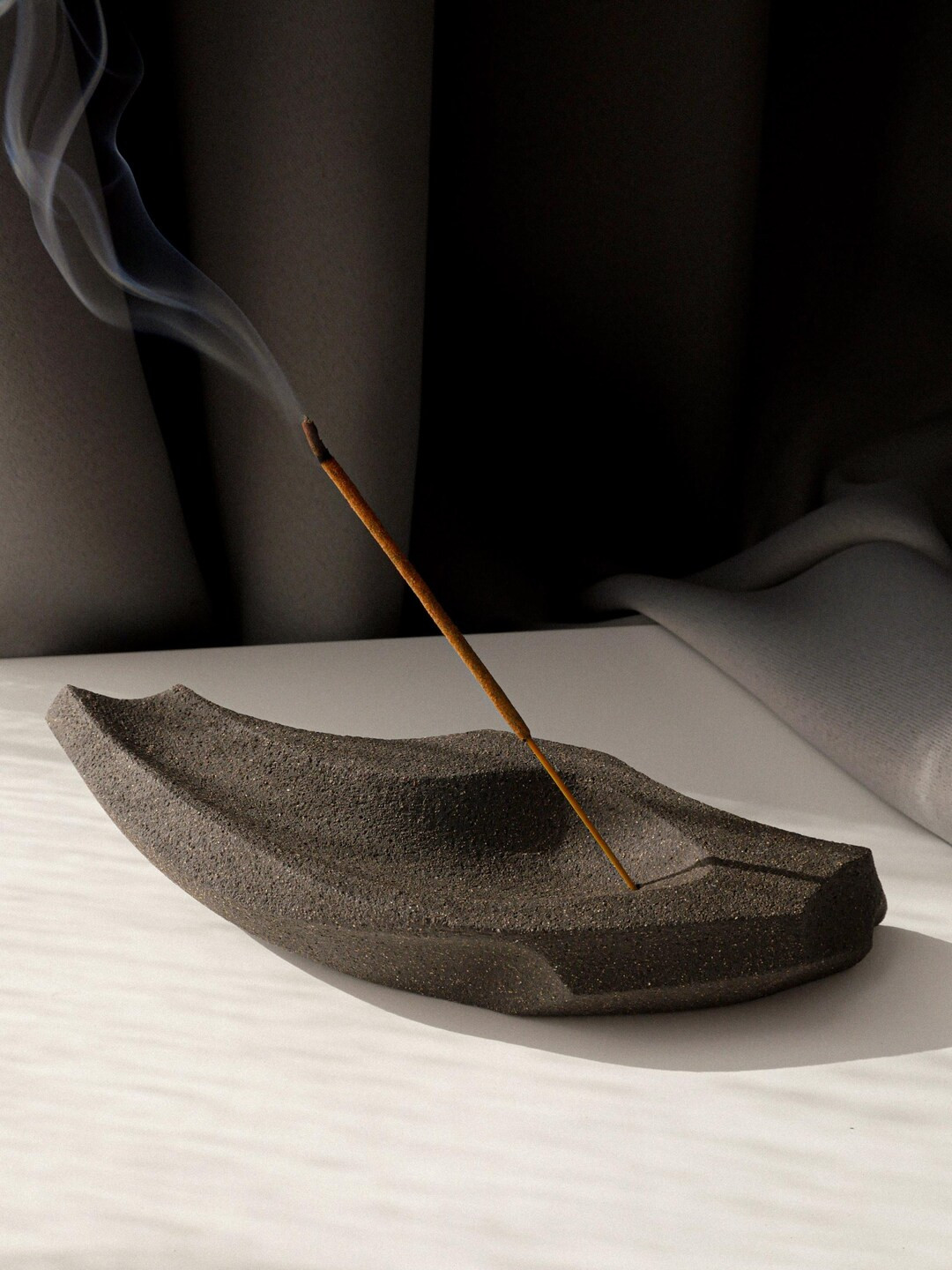 Black Ceramic Incense Holder: Handmade Stoneware Clay Burner - Etsy | Etsy (US)