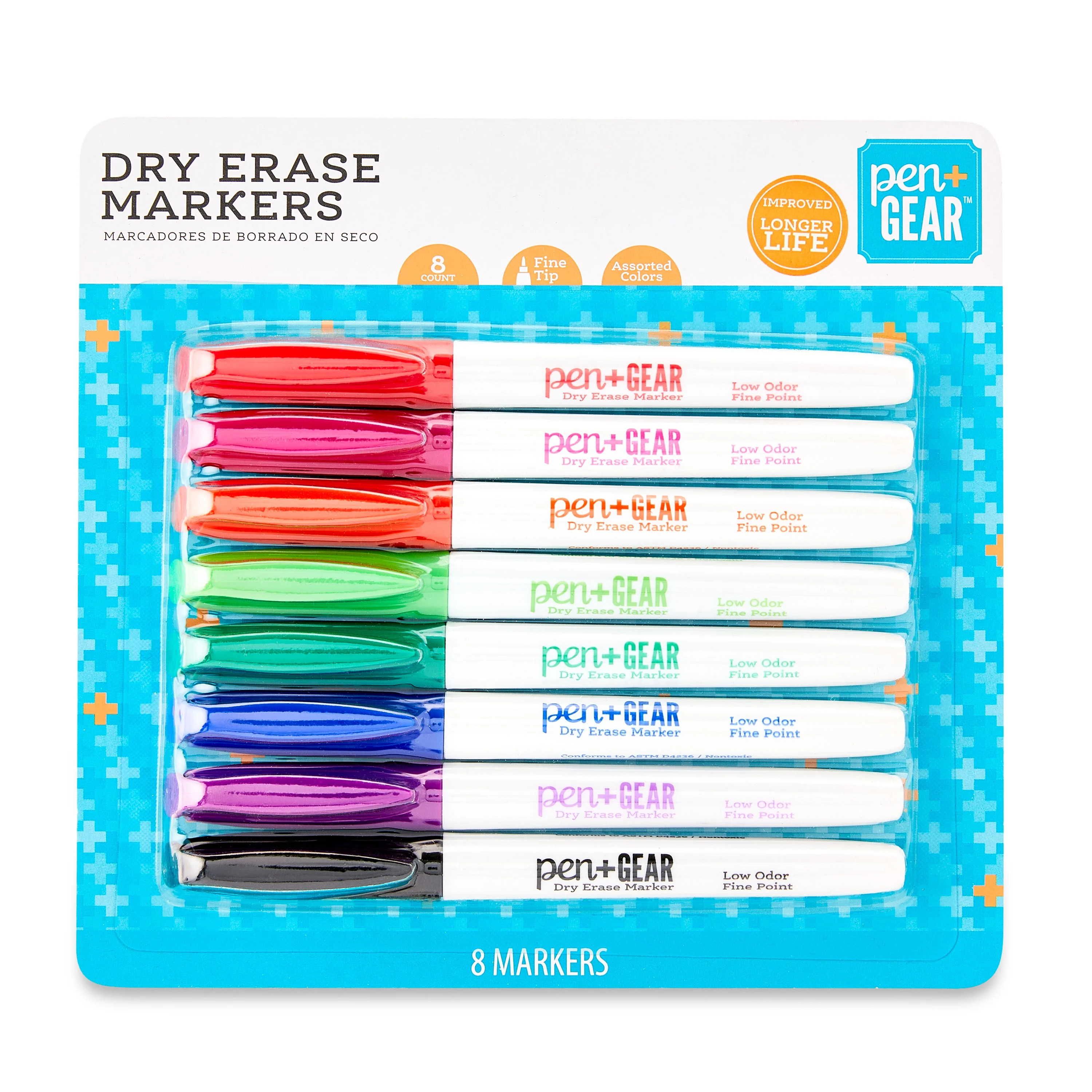 Pen+Gear Fine Tip Dry Erase Markers, Assorted Colors, 8 Count | Walmart (US)