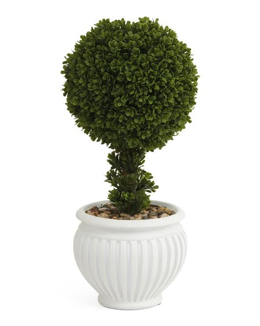 20.5in Single Ball Topiary In Pot With Rocks | TJ Maxx