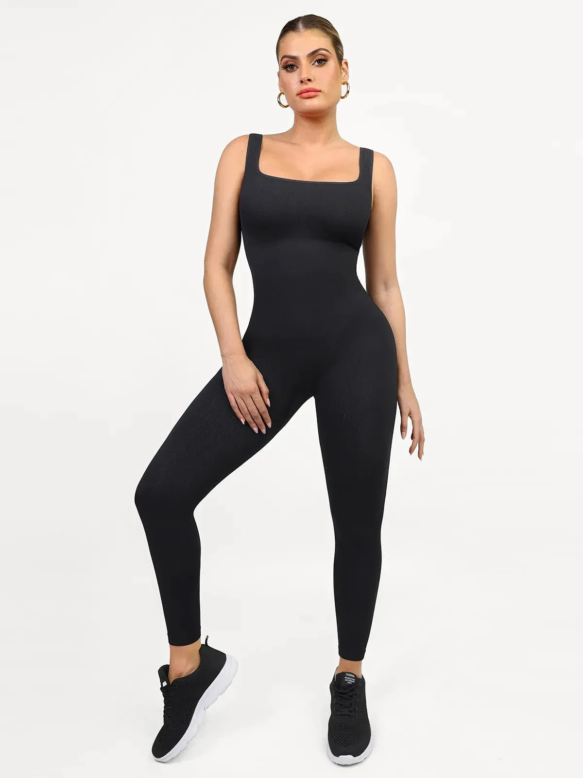 Shapewear Seamless Square Neck Tank Workout Jumpsuit | Popilush