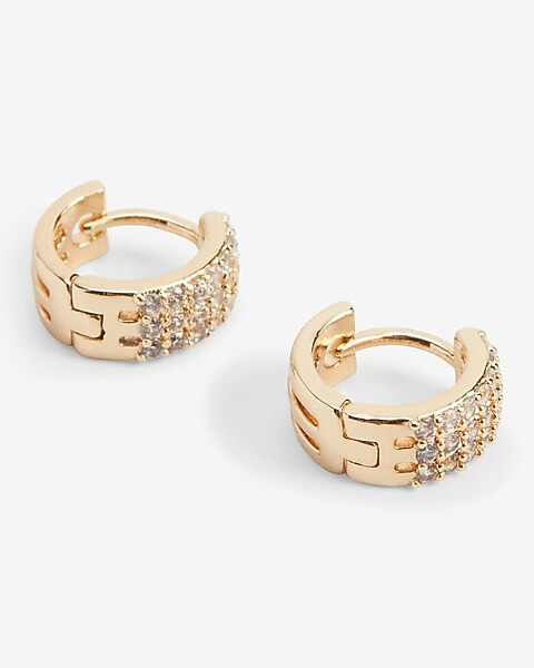 Pave Huggie Hoop Earrings | Express