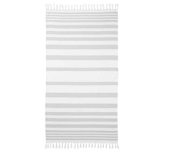 Turkish Striped Beach Towel, Cadet Gray | Pottery Barn (US)