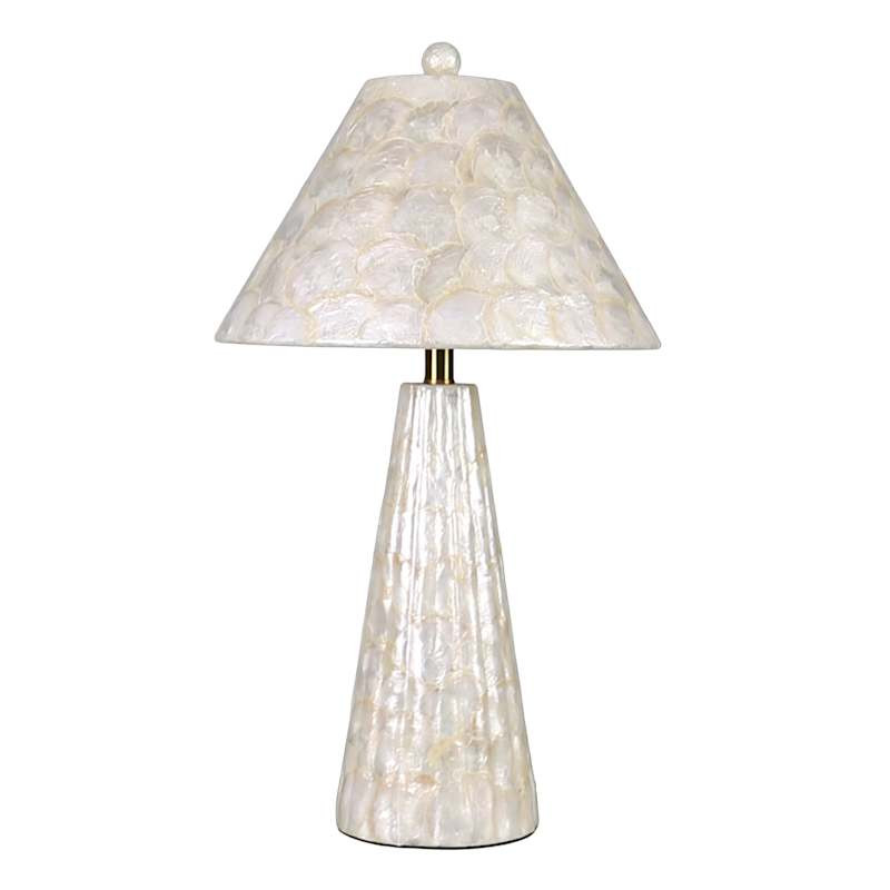 Cream Capiz Table Lamp with Shade, Medium | At Home