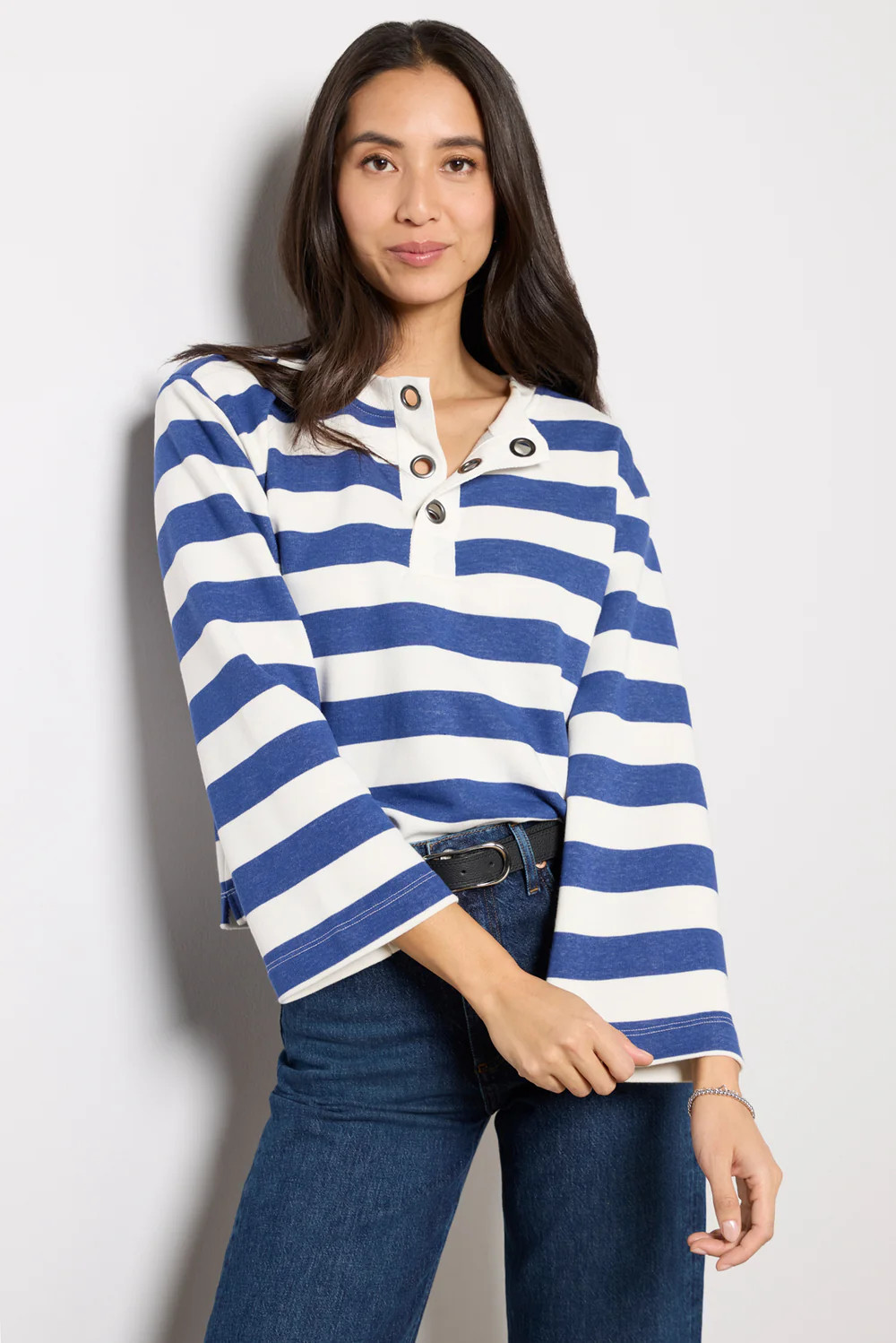 Bailey Stripe Grommet Sweatshirt | Evereve