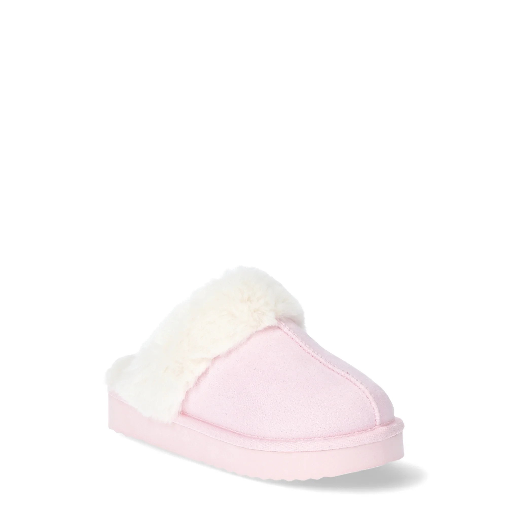 Wonder Nation Girls Scuff Slippers with Faux Fur Trim, Sizes 13-6 | Walmart (US)