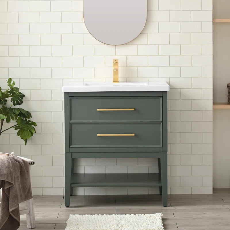 Brodnax 30'' Single Bathroom Vanity with Ceramic Top | Wayfair North America
